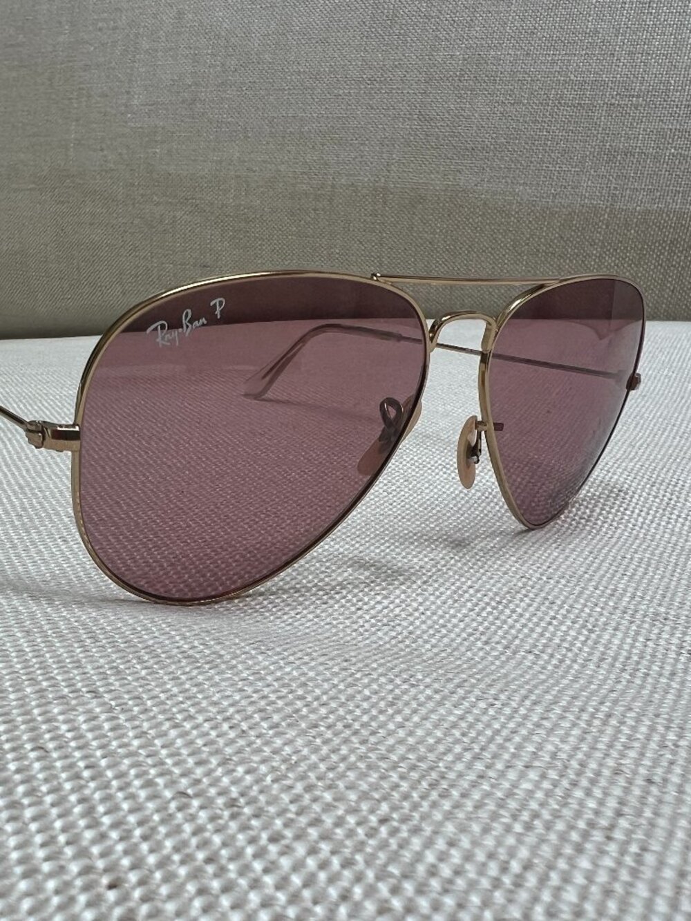 Polarized Ray Ban Aviator (RB3025) Pink Lens + Gold Frame with case